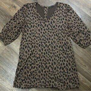 Very J Leopard Print V-Neck Mini Dress